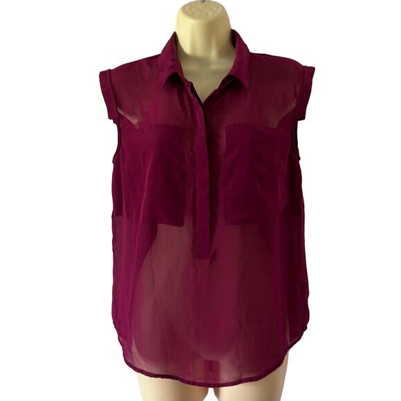 Princess Vera Wang Dark Berry Chiffon Blouse Woman Size Medium Summer - Picture 1 of 9